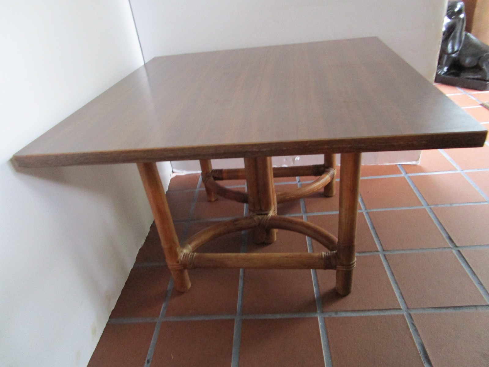 Vintage Calif-Asia Bentwood Bamboo & Formica coffee Side Table 16″H MCM 1960’s