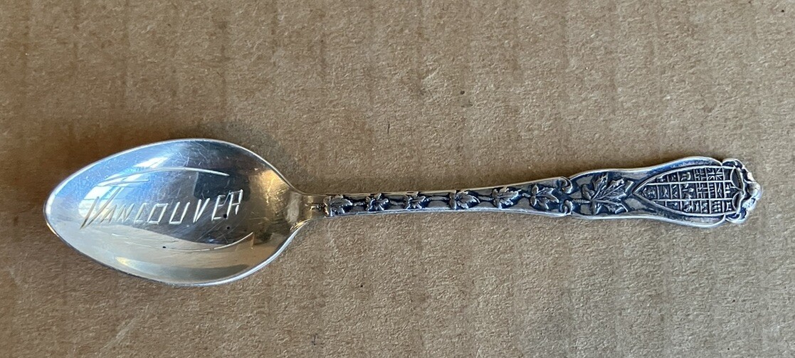 Sterling Silver souvenir spoon. Vancouver British Columbia, Canada. BM Co.