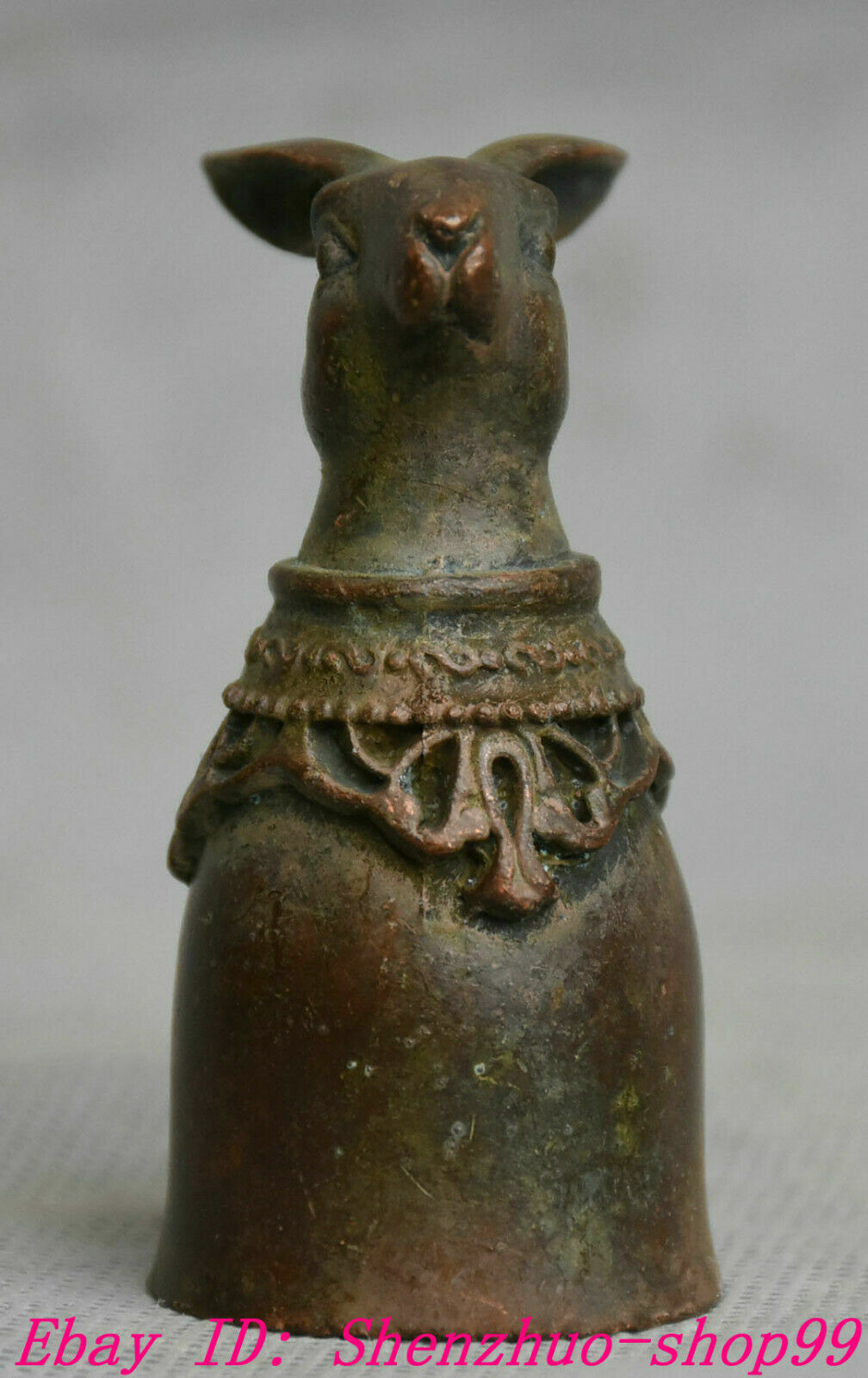 6CM Old China Red Copper 12 Zodiac Year Feng Shui Rabbit Head Cann Cup