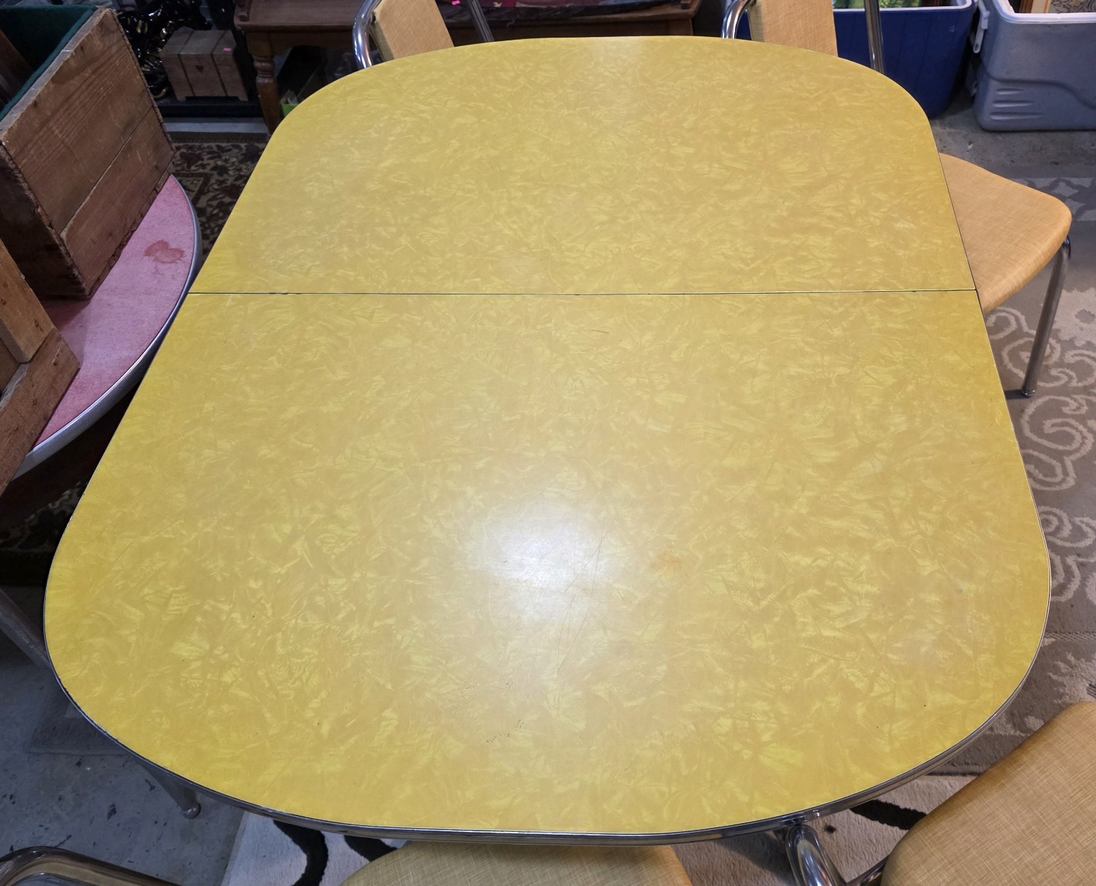 💛 MCM 1950s Yellow Formica Table W/ 4 Dining Chairs 💛