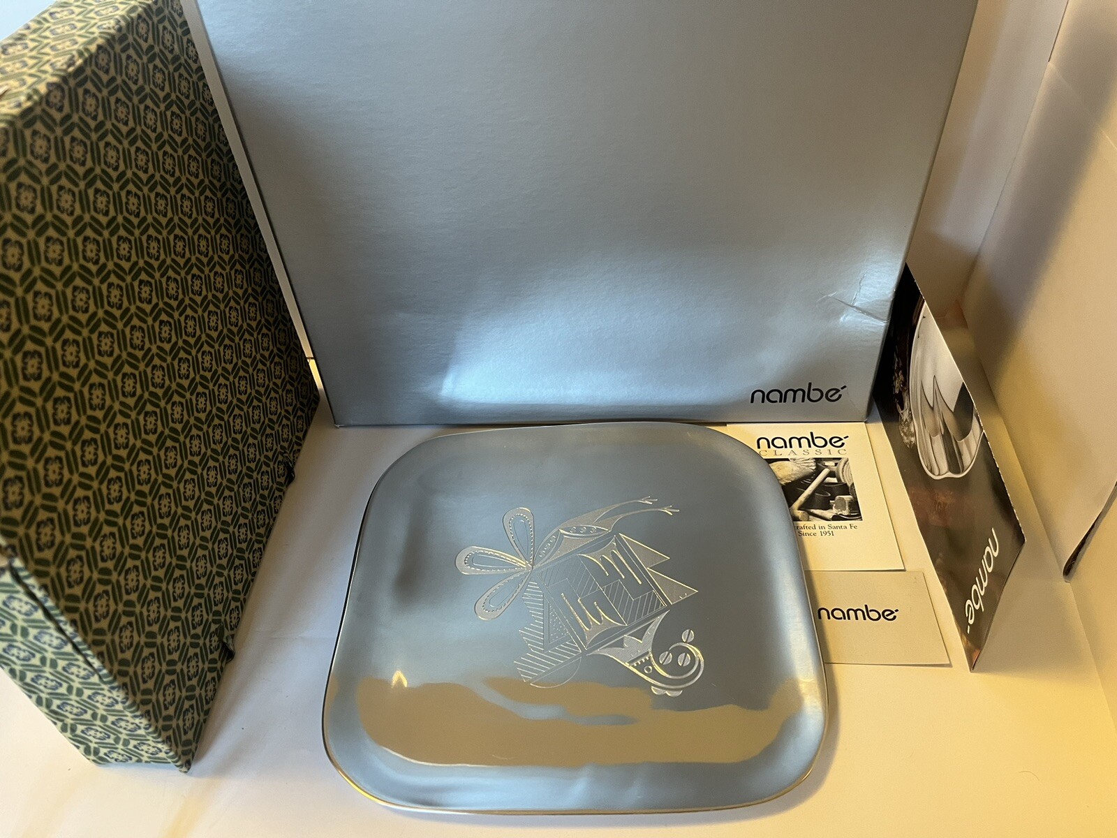 Nambe Serving Plate Platter 9″ 555A Square Rounded Corner Collectible artistic