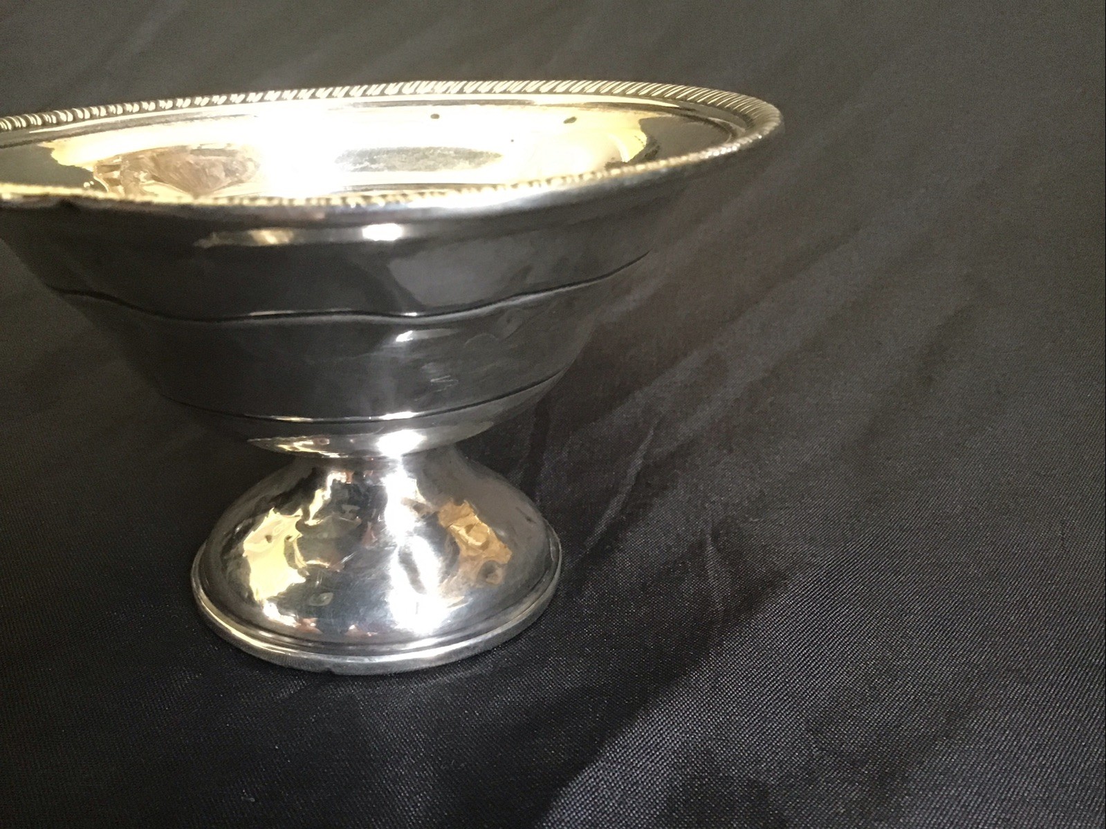 STERLING SILVER PEDESTAL 4.25” COMPOTE Bonbon DISH, GADROON Nulling Edge