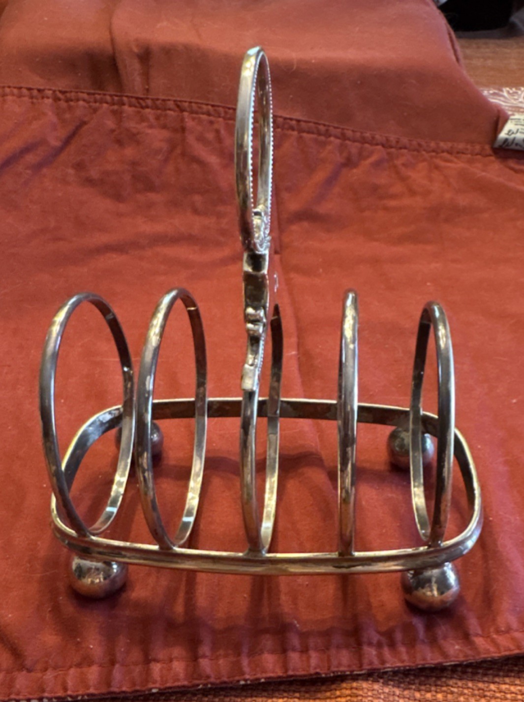 Silver Toast Rack United Kingdom 6 Slot Ball Feet Decorative Handle