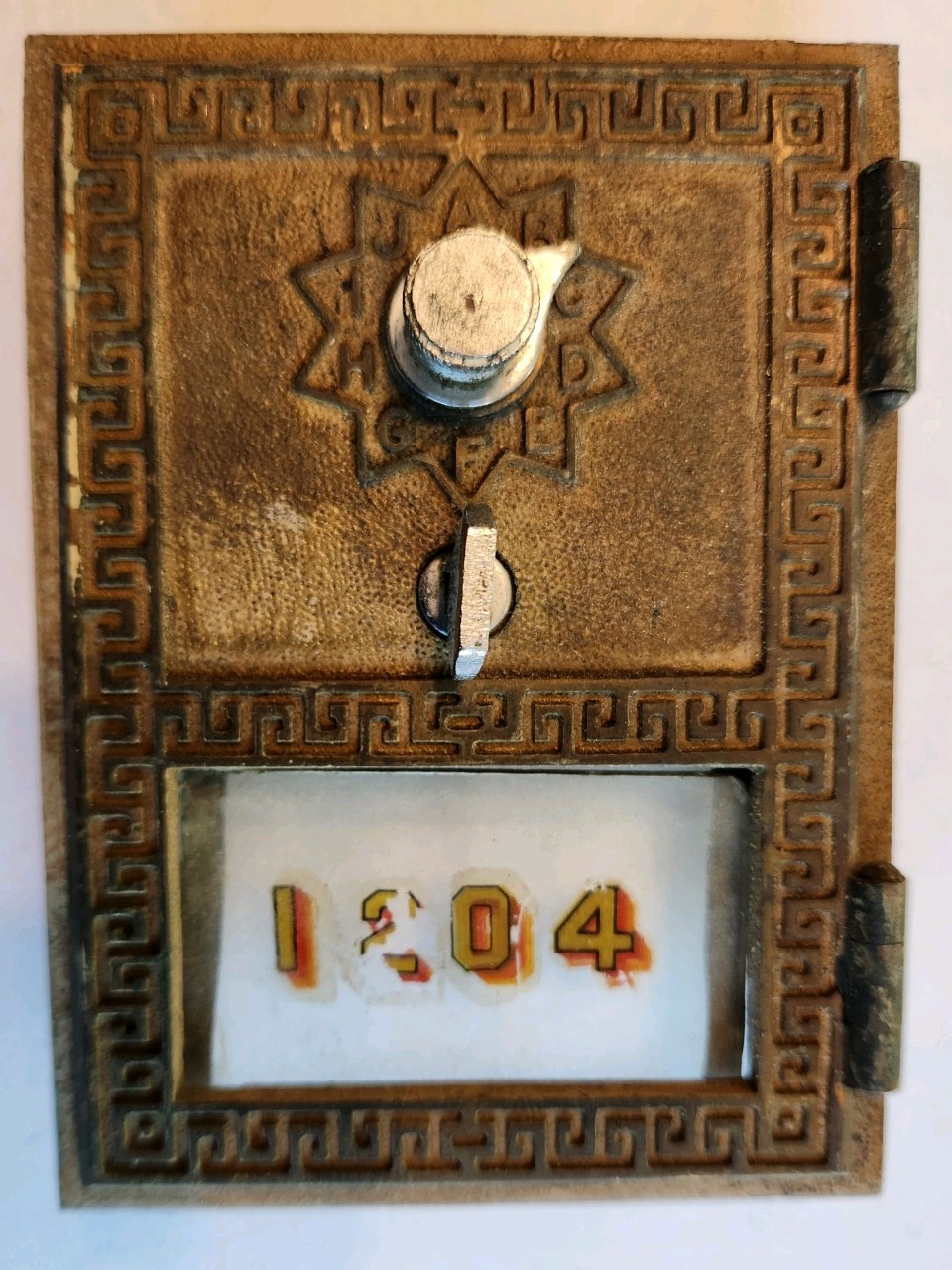 Vintage 1958 American Device Post Office Box Door Original brass #1204
