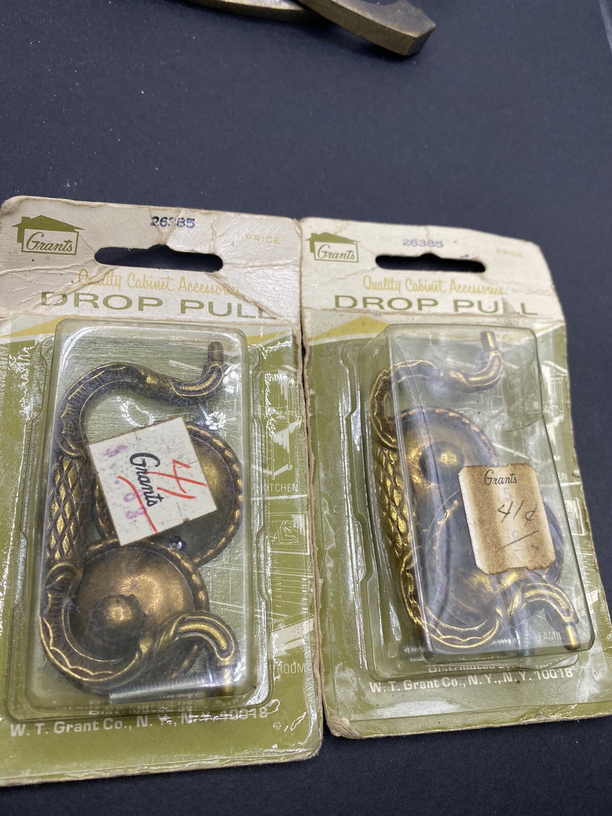 Vintage in package 2 Matching 60s NOS Grants Drop Pull Cabinet drawer Hardware