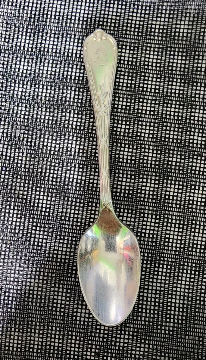ANTIQUE R WALLACE SILVERPLATED EMPIRE STYLE DEMITASSE COFFEE SPOON w/LION LOGO☕