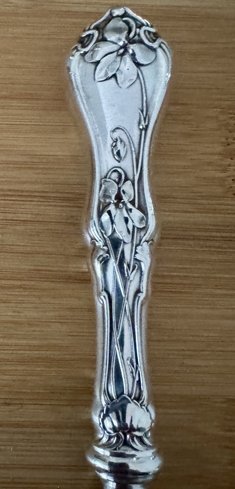 WHITING MFG VIOLET PATTERN 9” STERLING KNIVES GREAT MINT ORIG BLUNT SP BLADES