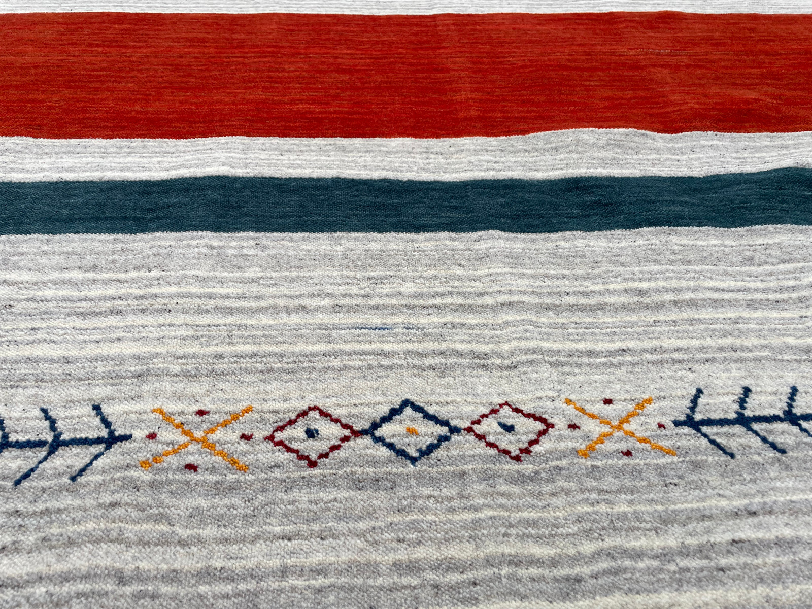 9×12 HANDMADE WOOL RUG new fine soft plush tribal geometric gabbeh red blue big