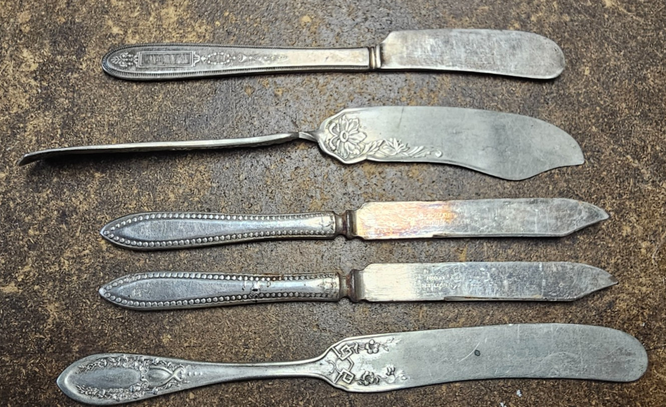 Lot of 5 Silver Plate BUTTER Knives rogers nickel silver/ stratford silver co