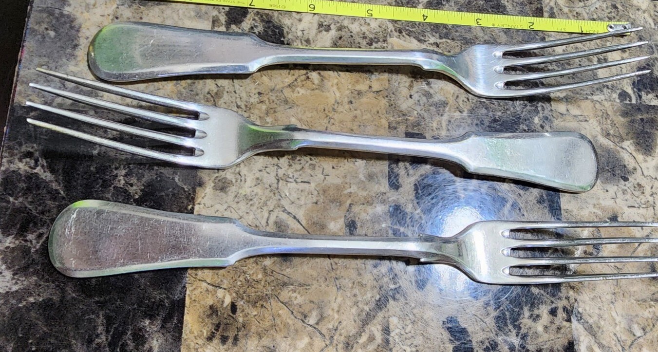 LOT OF 3 ANTIQUE GALW NORBLIN iSA POLISH SILVERPLATED FORKS w/TSAR EAGLE MARK
