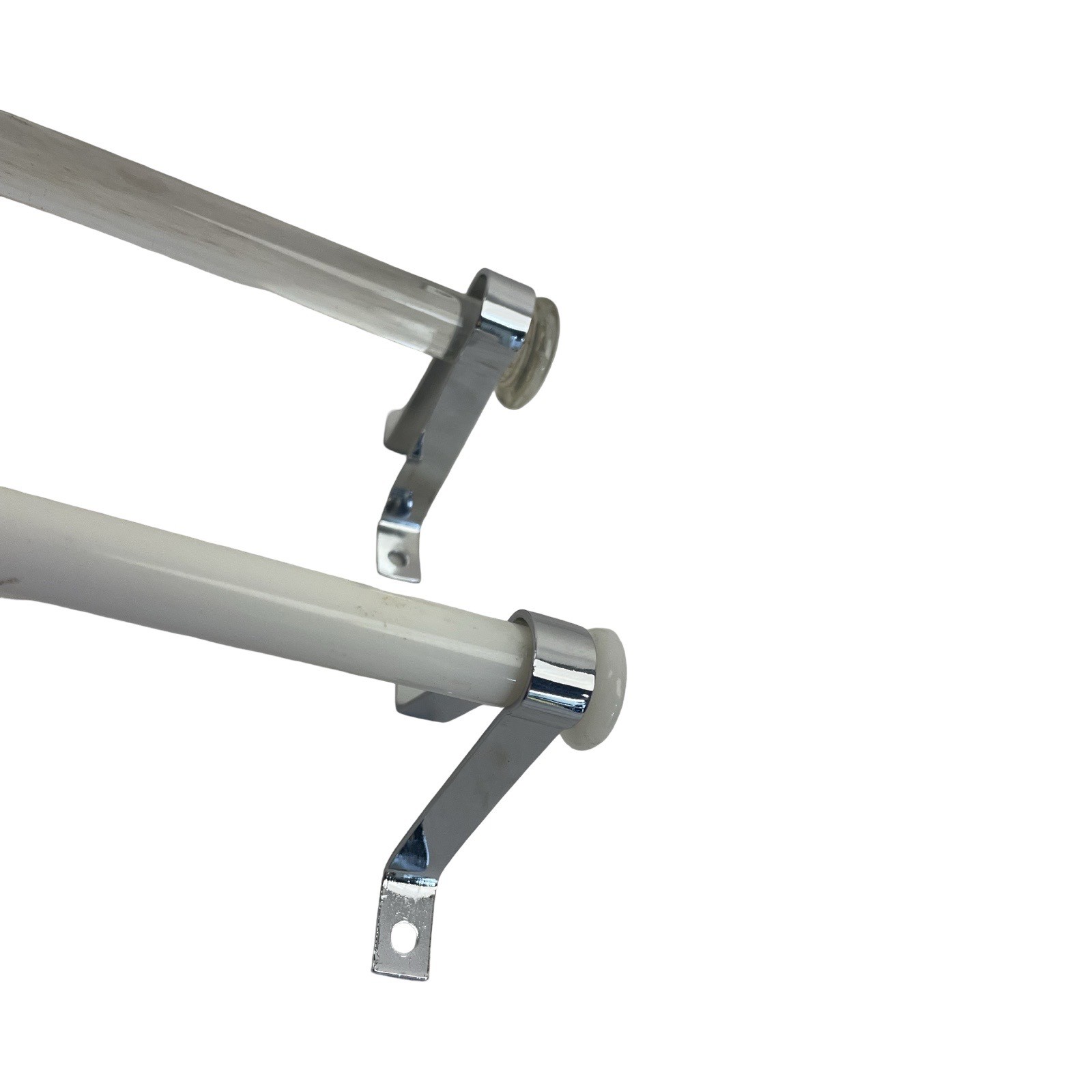 VBP1076 Pair Antique c1930 Chrome Plated Milk & Glass Towel Bars Restored