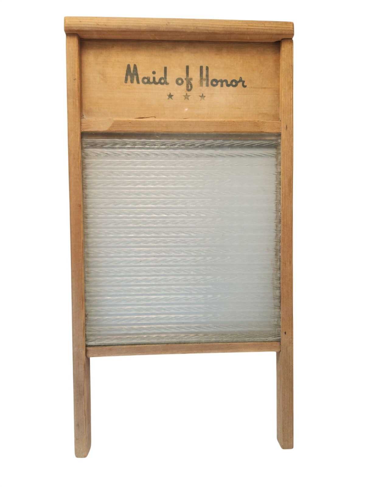 Vintage Maid Of Honor Wooden Washboard With Embossed Glass Surface Hand Laundry