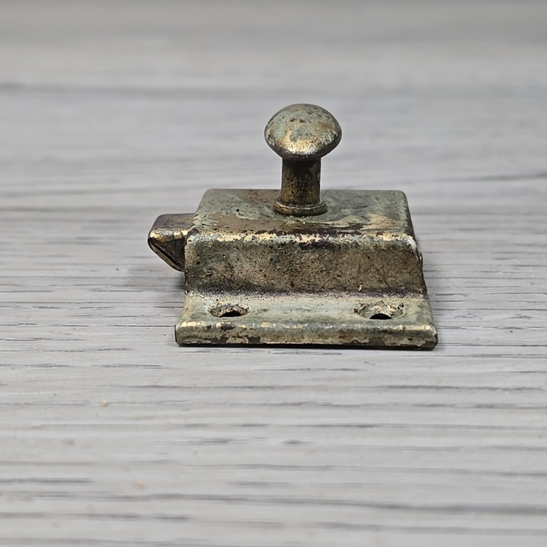 Antique Solid Brass Cabinet Latch T-Handle Spring Turn Cupboard Pantry Hardware