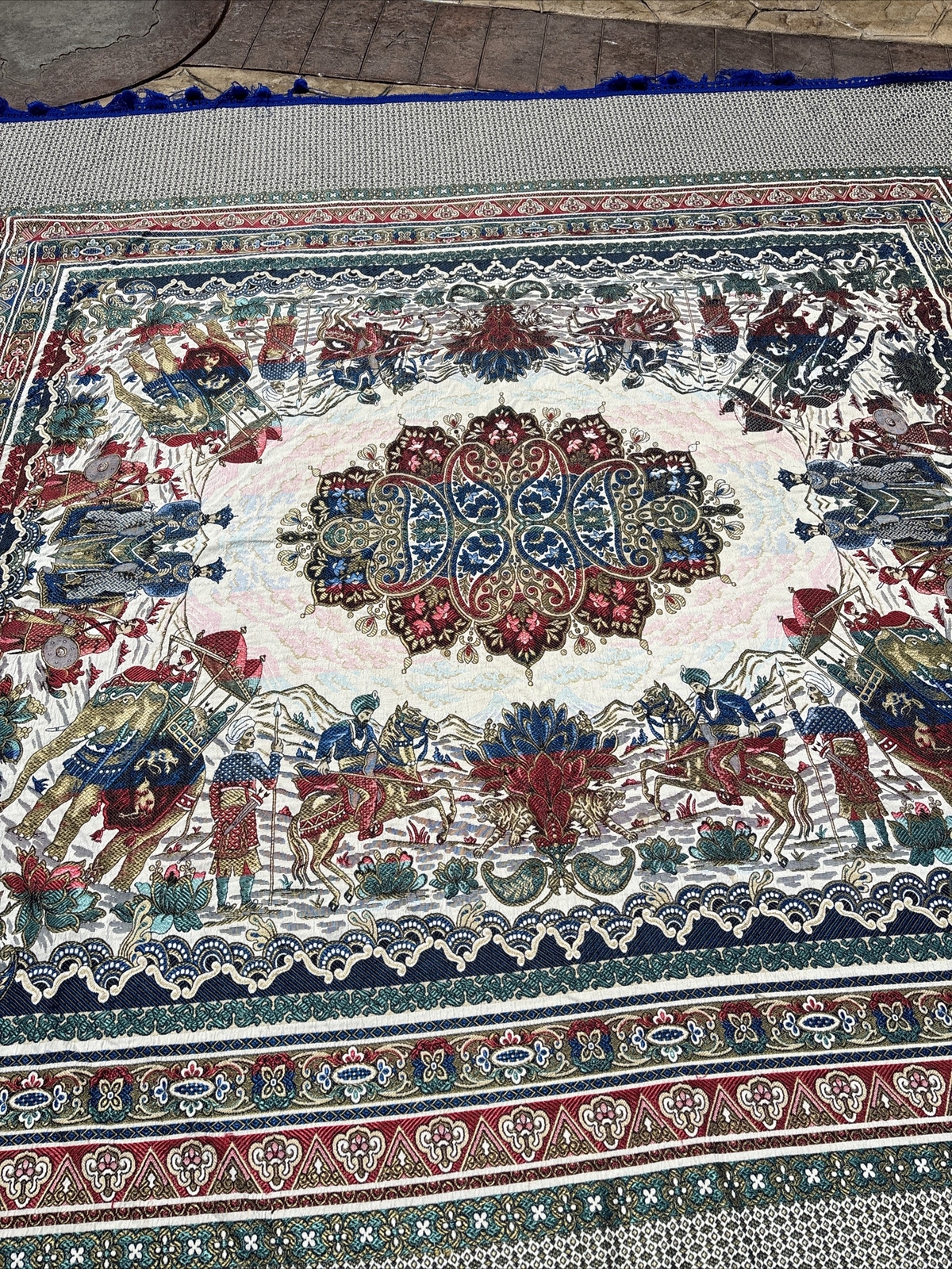 Vintage Wall Hanging Middle Eastern Embroidery Tapestry 88″x92″