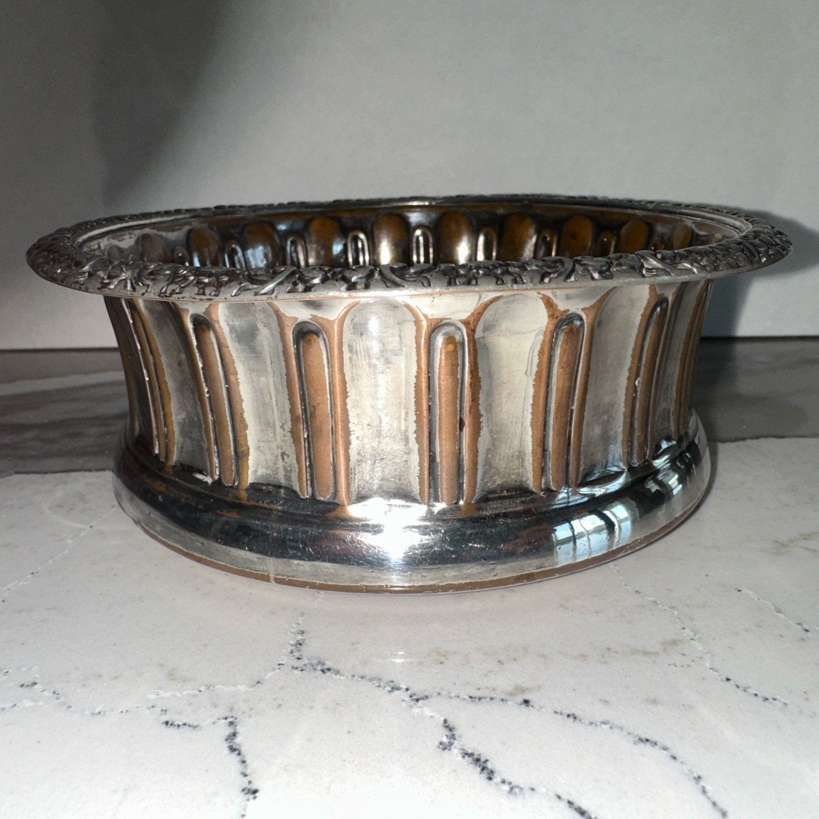 Old Sheffield Plate Wine Bottle Coaster Silver Plate On Copper Circa 1820-1830