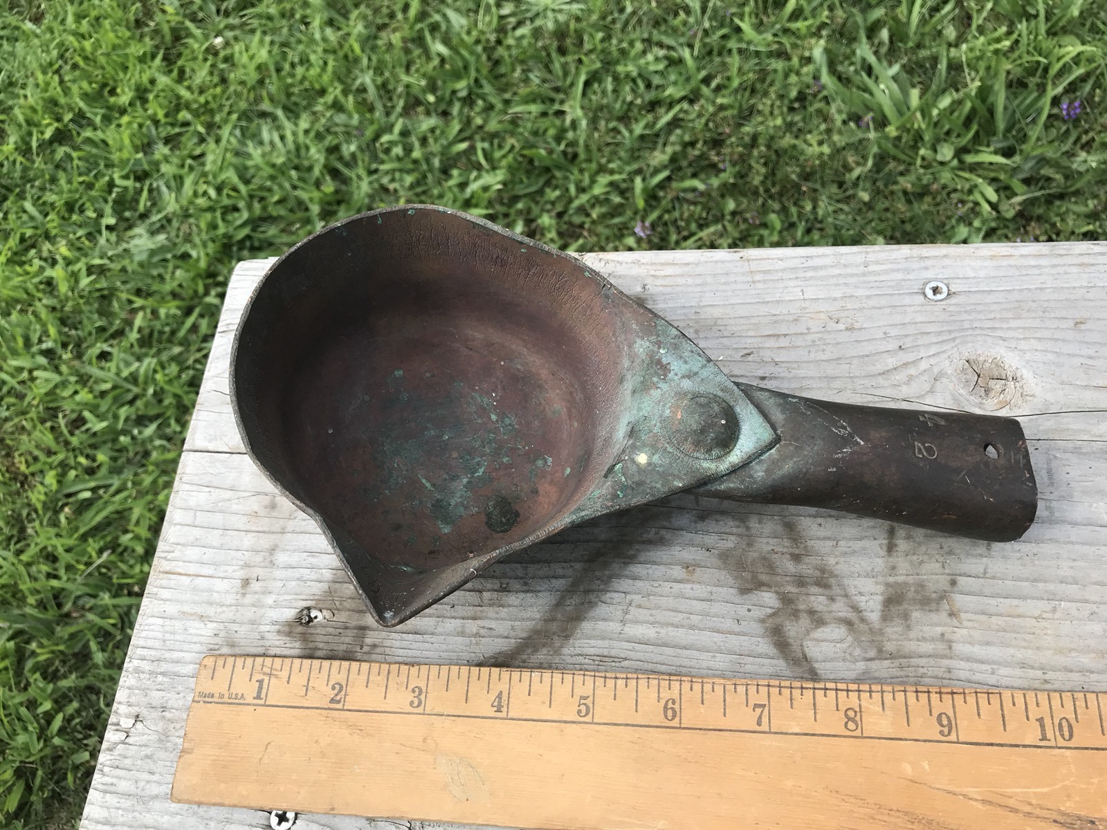 Antique Copper Scoop Laddle , Farm Or Country Store Stamped 42