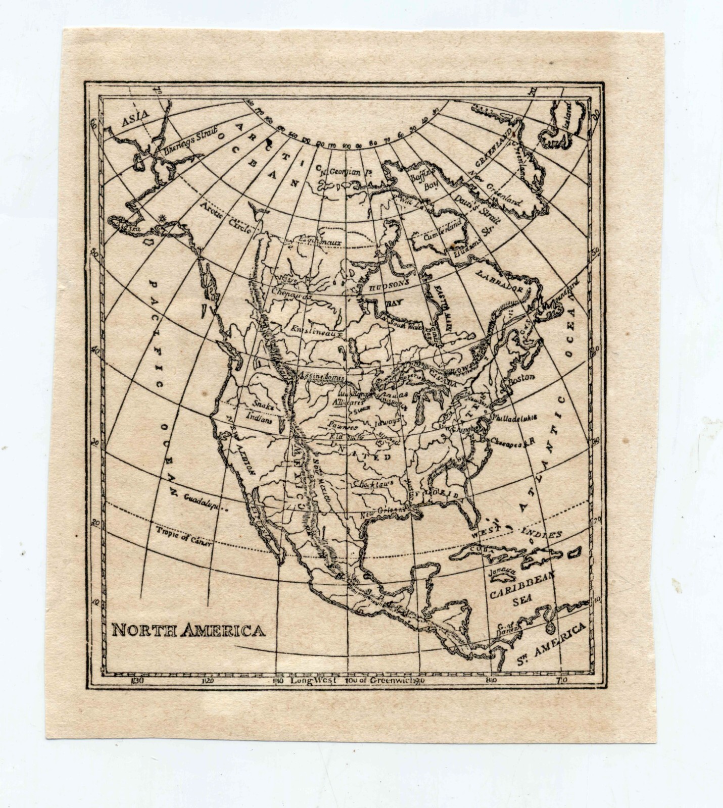 Very EARLY Undated c18th Century MAP of NORTH / SOUTH AMERICA & UNITED STATES