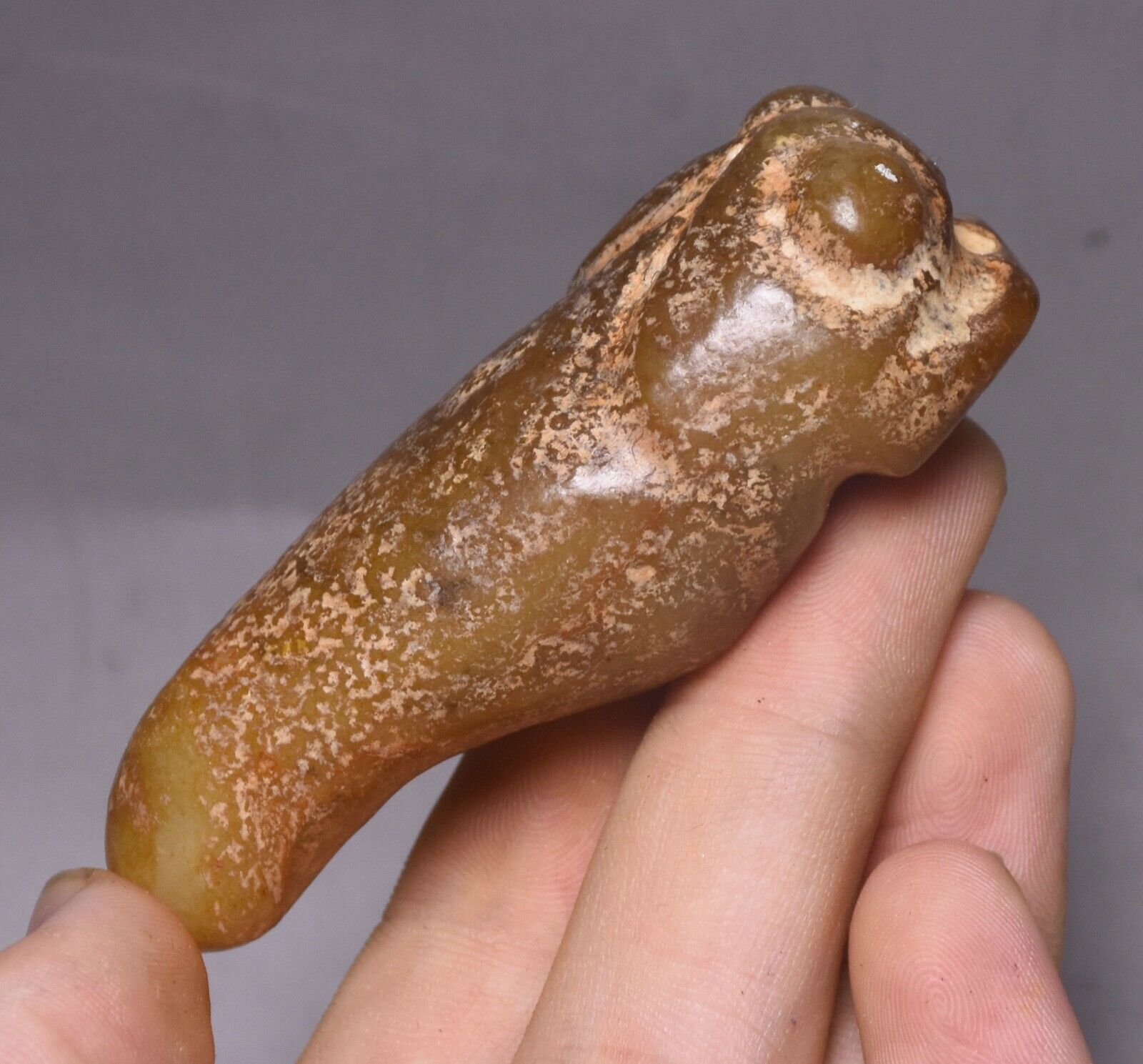 7CM China Hongshan Culture Old Jade Carve Cicada Cicala Animal Amulet Pendant