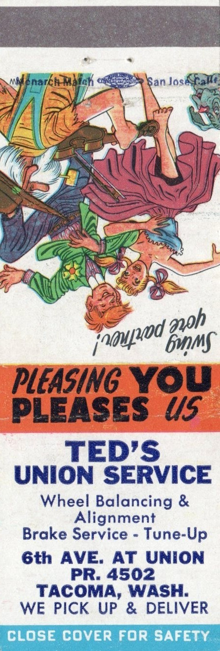 Vintage Matchcover Teds Union Service Tacoma Wash