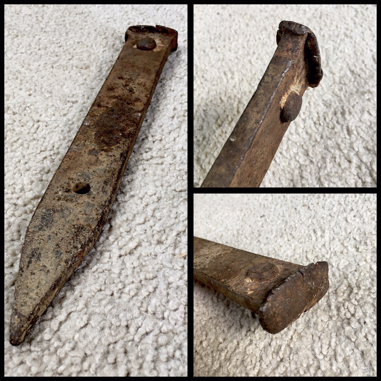 Antique Early 1900s Forged Iron Stake 12” – Blacksmith Rustic Primitive – RARE!!