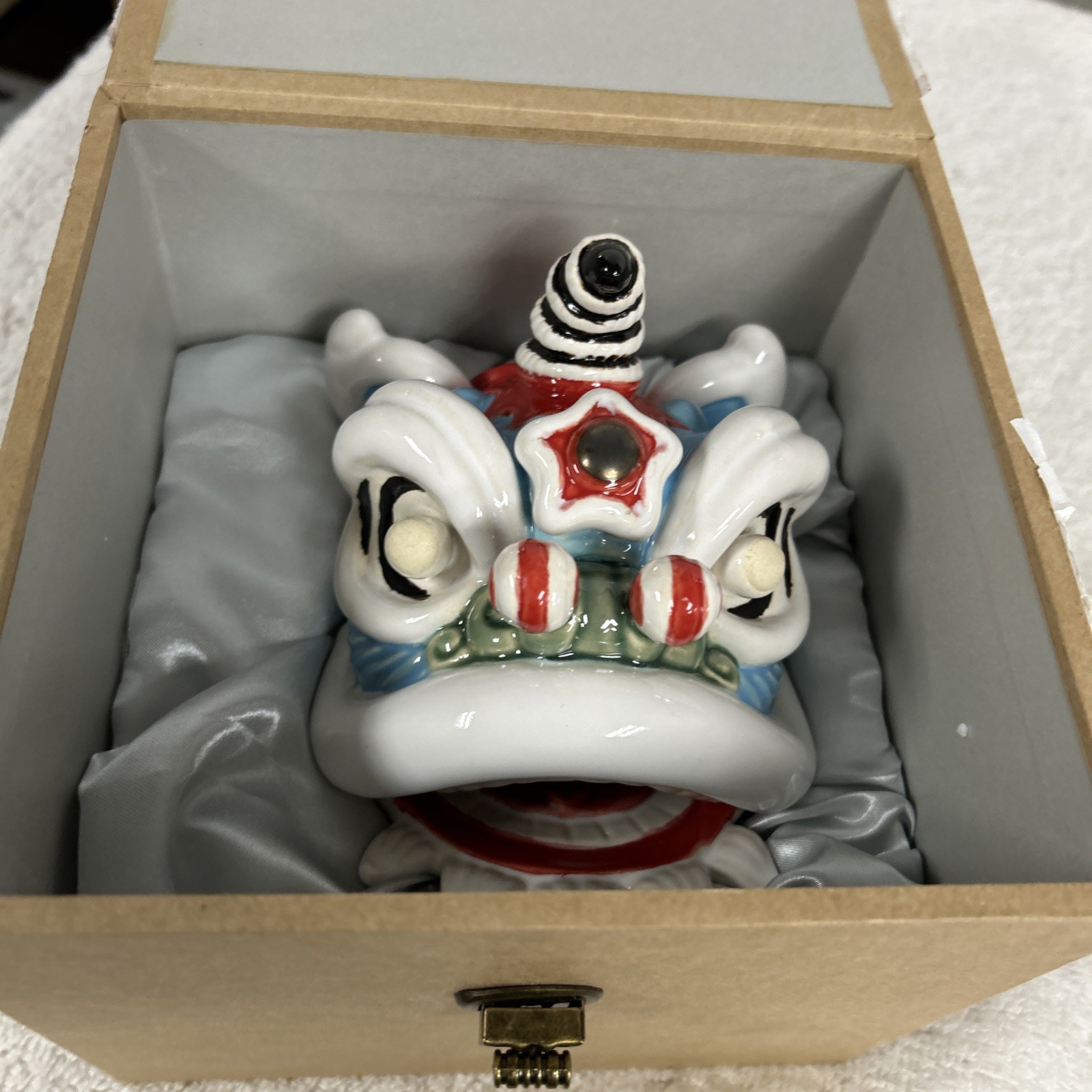 5” Vintage pottery colorful wealth Lion dance Lion beast head statue Hem Store