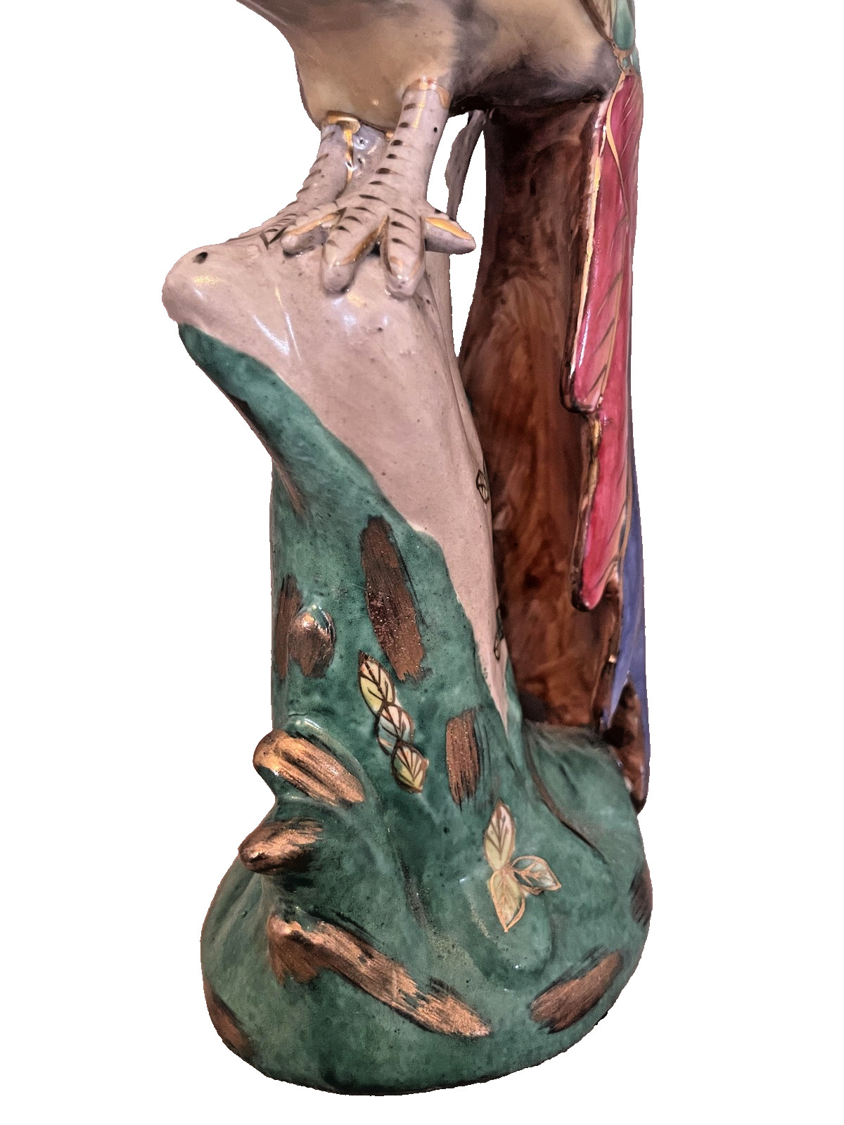 Handpainted Porcelain Pheasant Phoenix Bird Colorful Figurine Statue China VTG