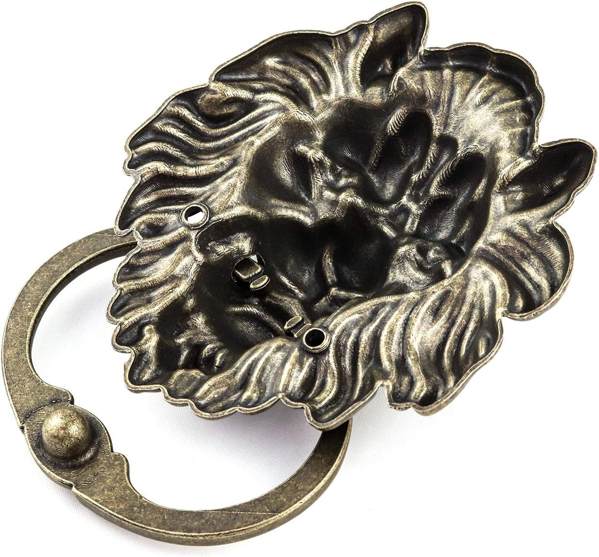 QWORK Antique Lion Head Bronze Door Knocker – Classic Vintage Design