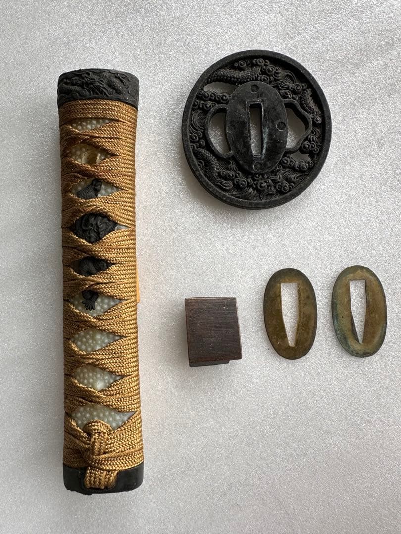Tsuba & Tsuka & Fuchi & More for Katana Japanese Samurai Sword Fittings Set FS