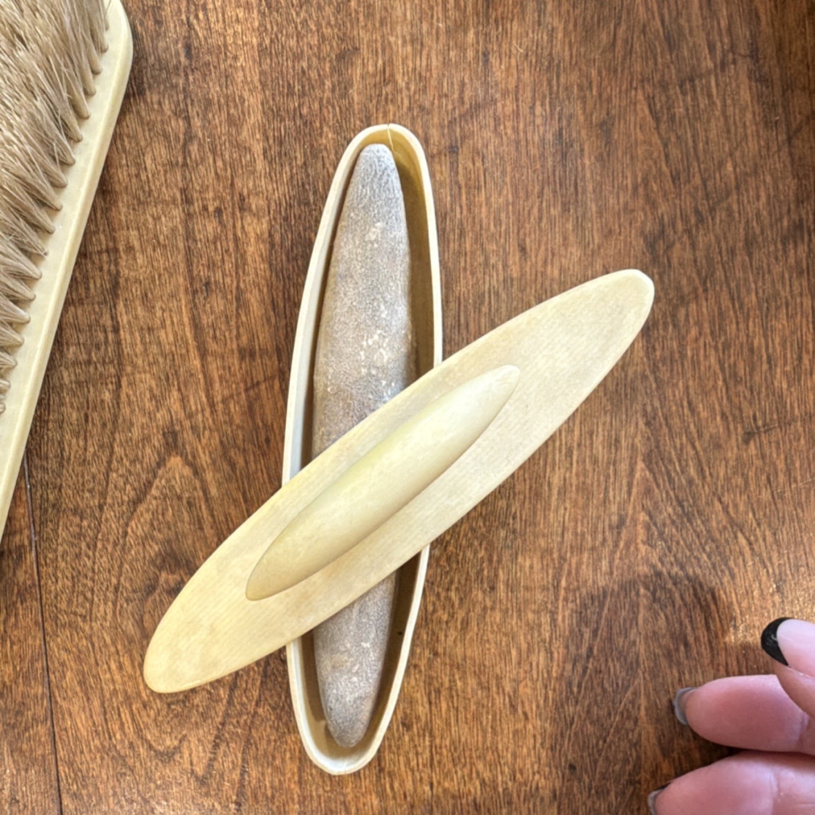 Antique 1915Patent Gentleman’sGrooming Set Celluloid Brush Nail File Button Hook