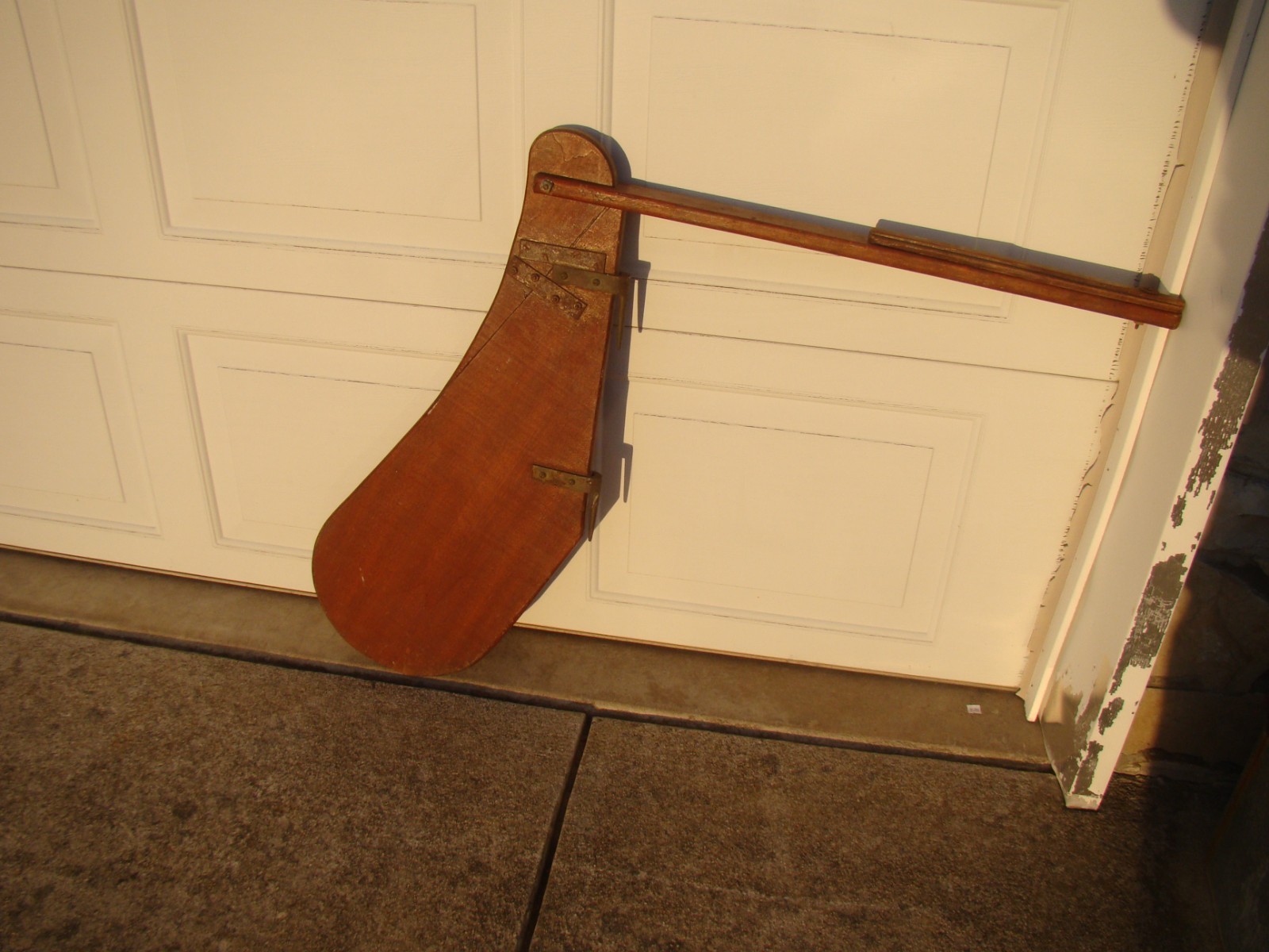 Vintage Nautical Sailboat Solid Wood Rudder w/ Brass Hardware (B)