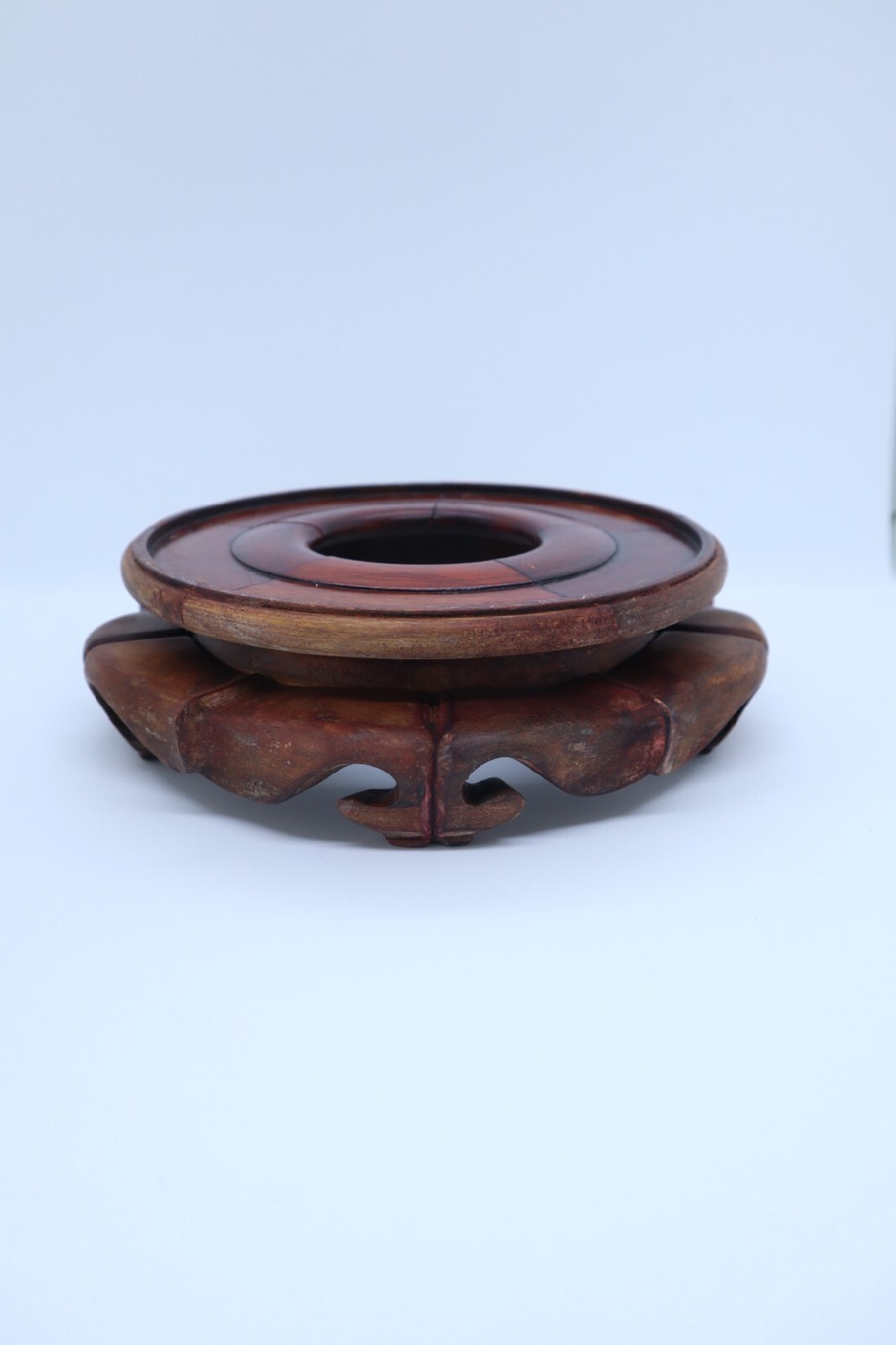 Vintage Old Chinese Carved Wooden Vase or Bowl Stand, Inner diameter 15.2cm