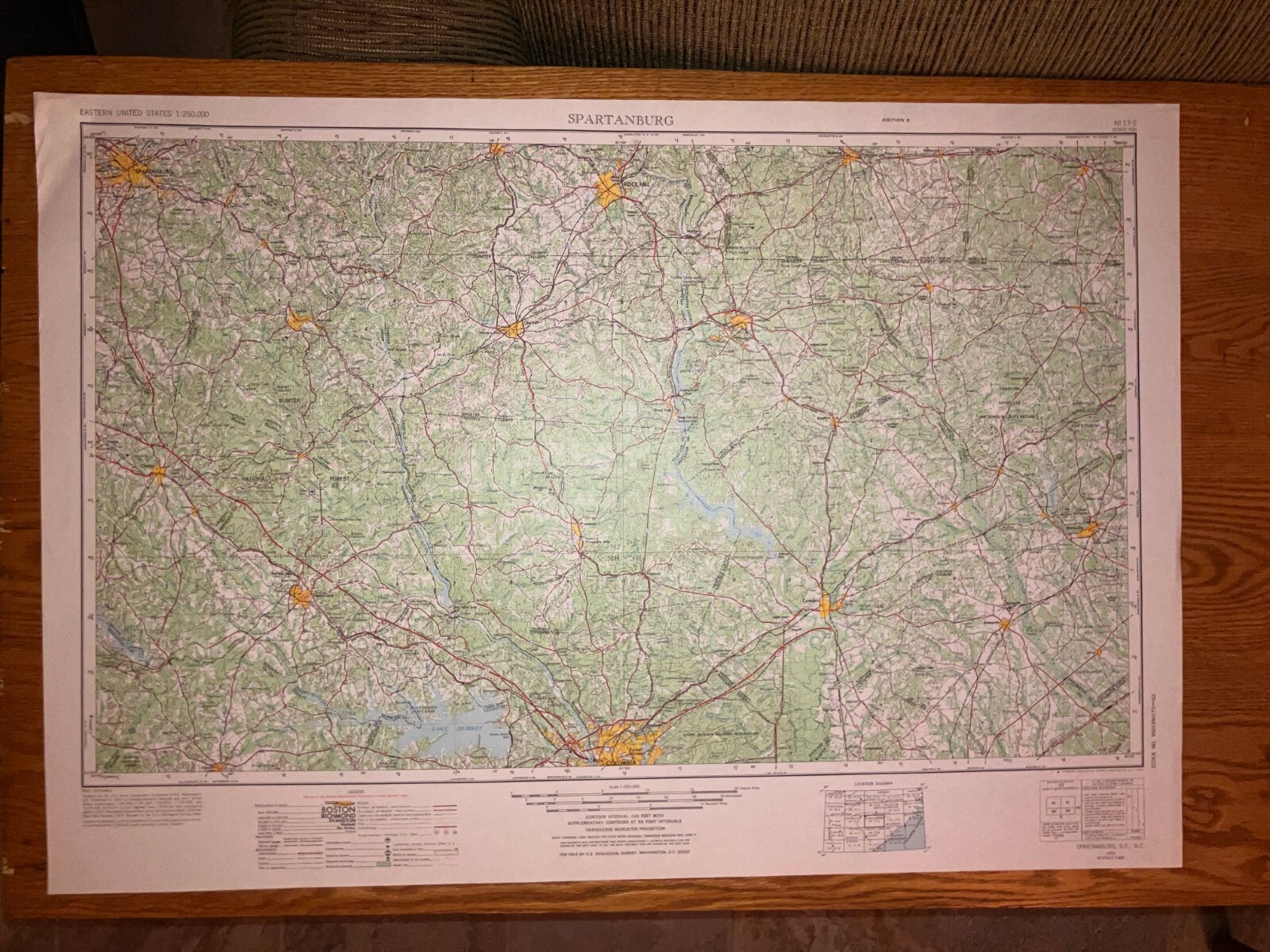 Spartanburg South Carolina USGS Topographical Geological Survey Quadrangle Map