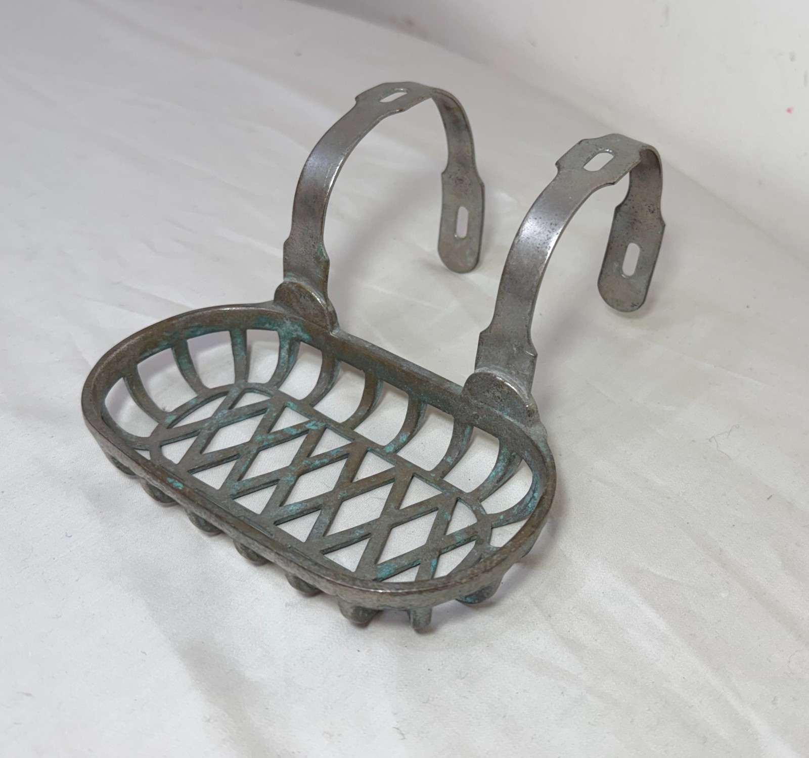 Antique industrial nickel plate brass bathroom bathtub fixture soap dish holder