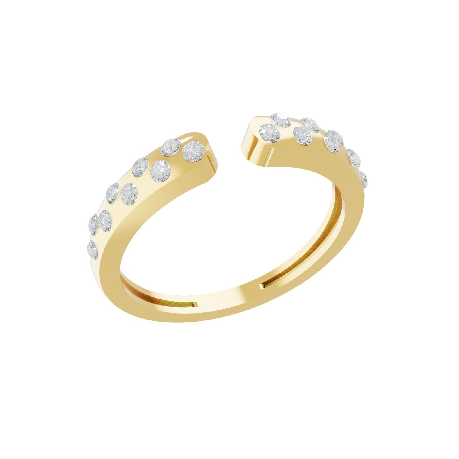 0.31 Ct Lab Grown Round Diamond Cuff Ring 14K Yellow Gold New Year Jewelry Gift