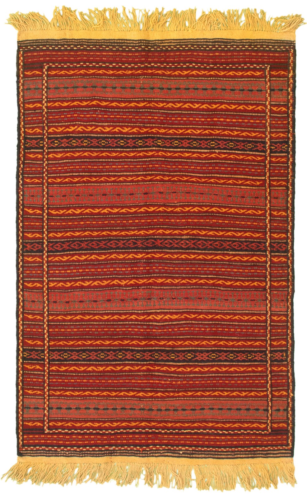 Vintage Hand Woven Area Rug 3’4″ x 5’3″ Traditional Wool Oriental Carpet