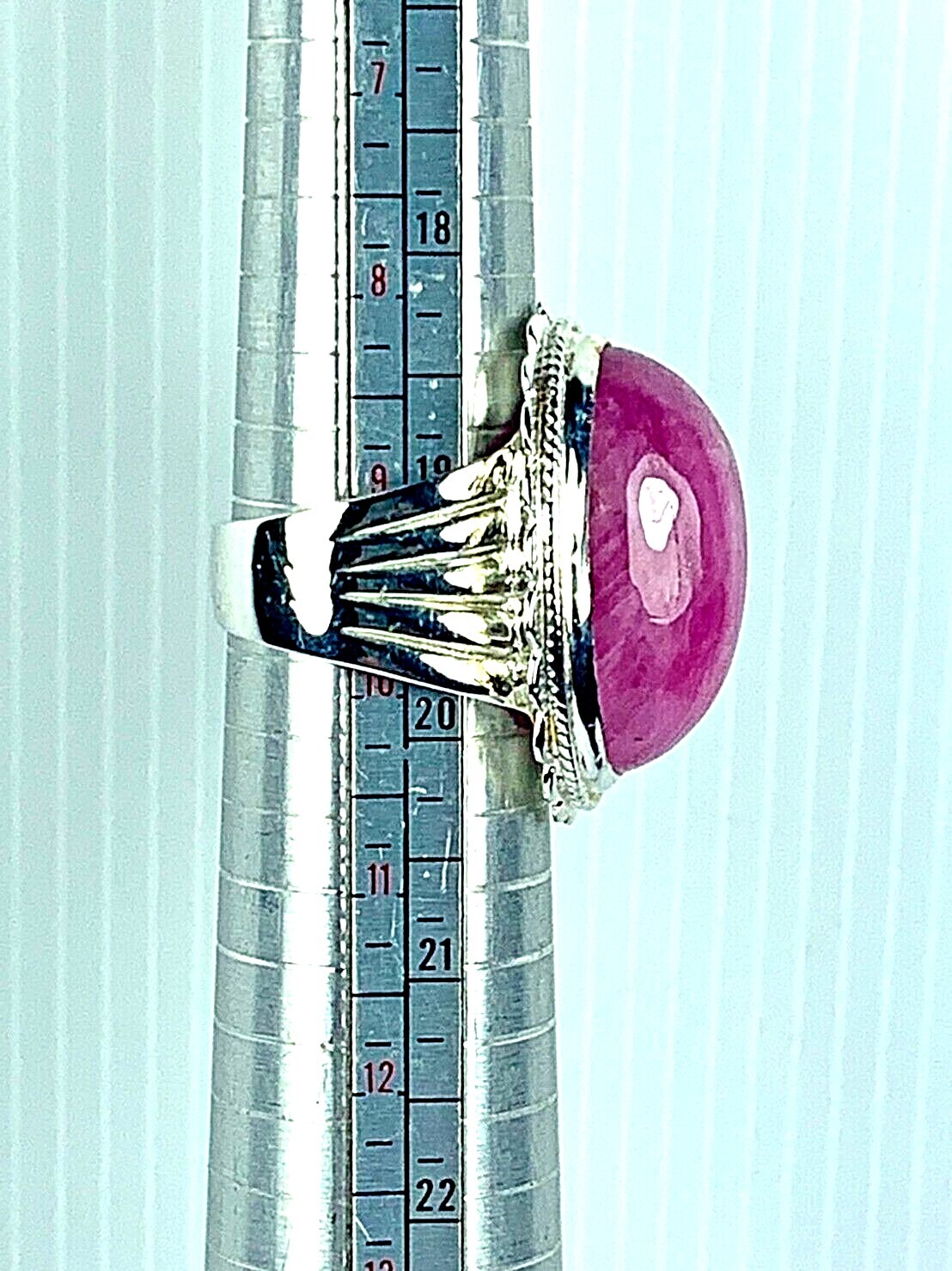 925 STERING SILVER BURMESE RUBY BLESSING HANDMADE RING US-10 FETISH THAI AMULET