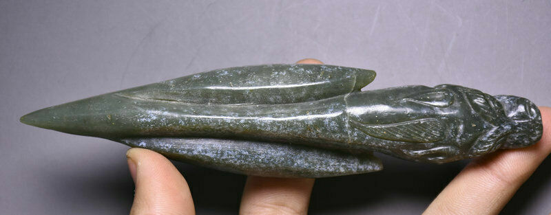15CM Rare Old Chinese Hetian Jade Carving Dynasty Palace Dragon Beast Statue