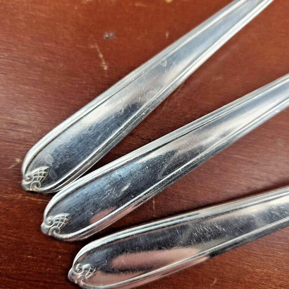 6 Oneida Longchamps Chaumont Serving Spoon Tablespoon Silverplate 1935 flatware