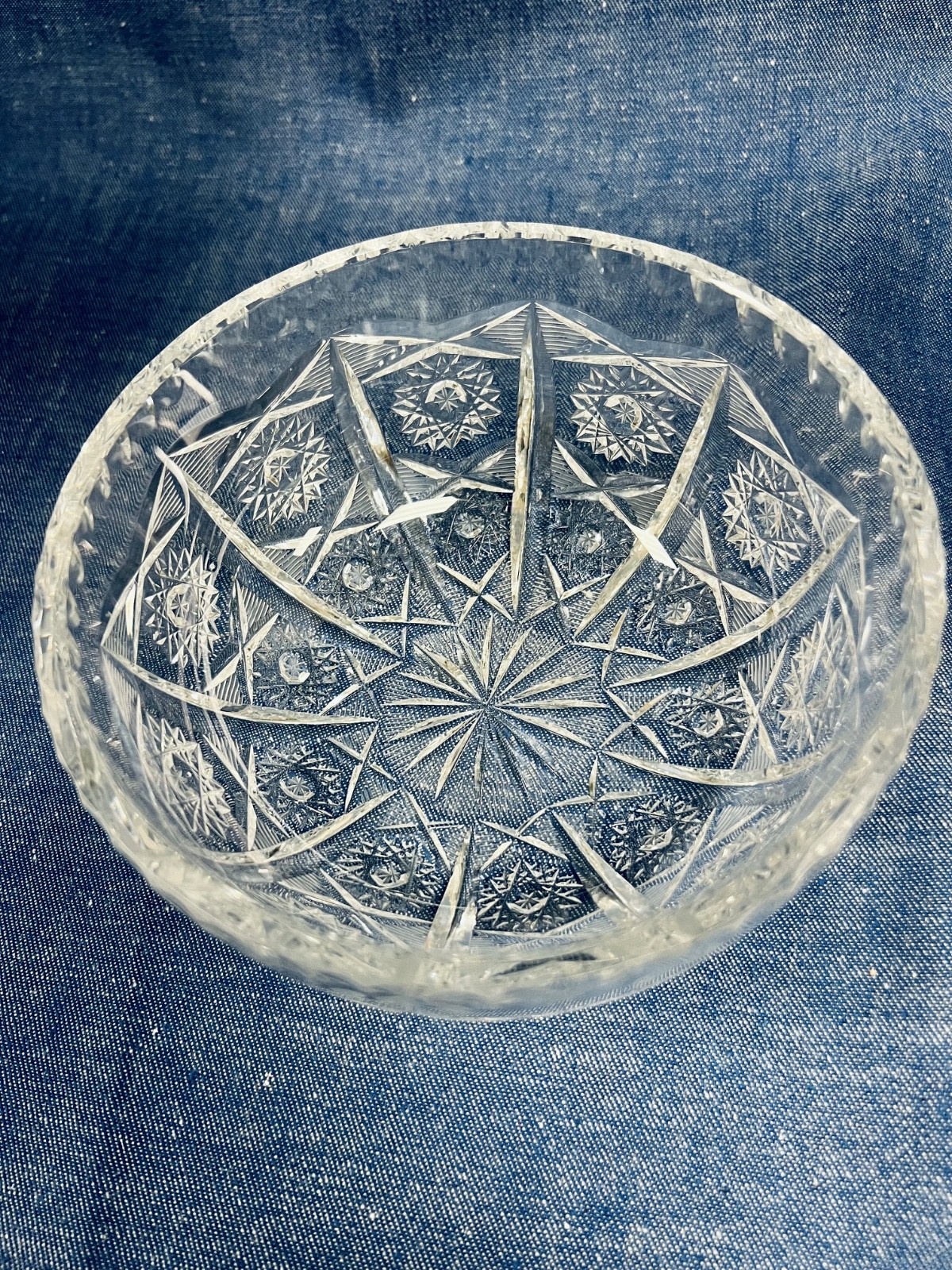 Antique American Brilliant Period Czech Crystal Bowl 6″