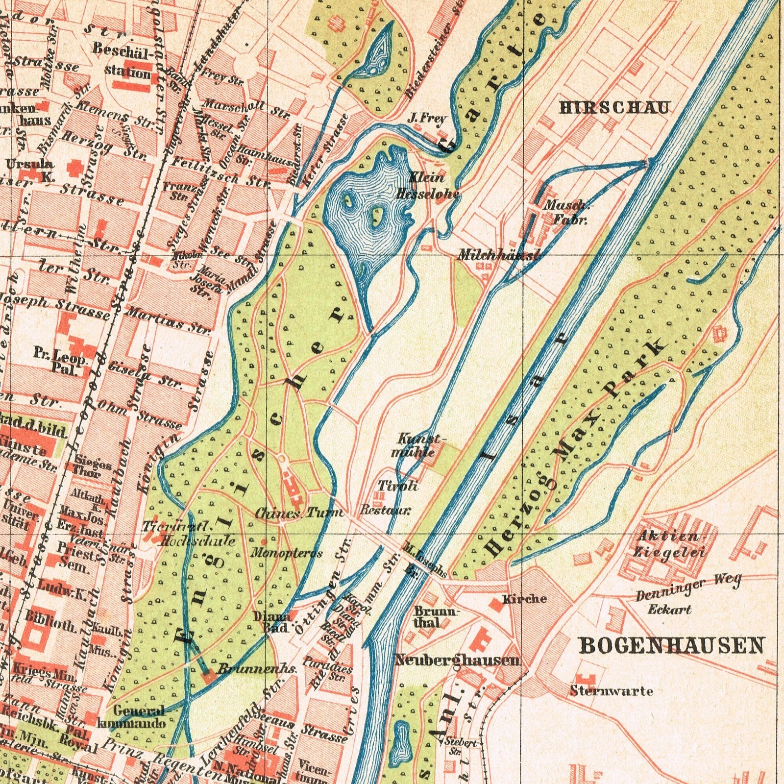 MUNICH dated 1897 München Original map Antique city plan Germany Deutschland