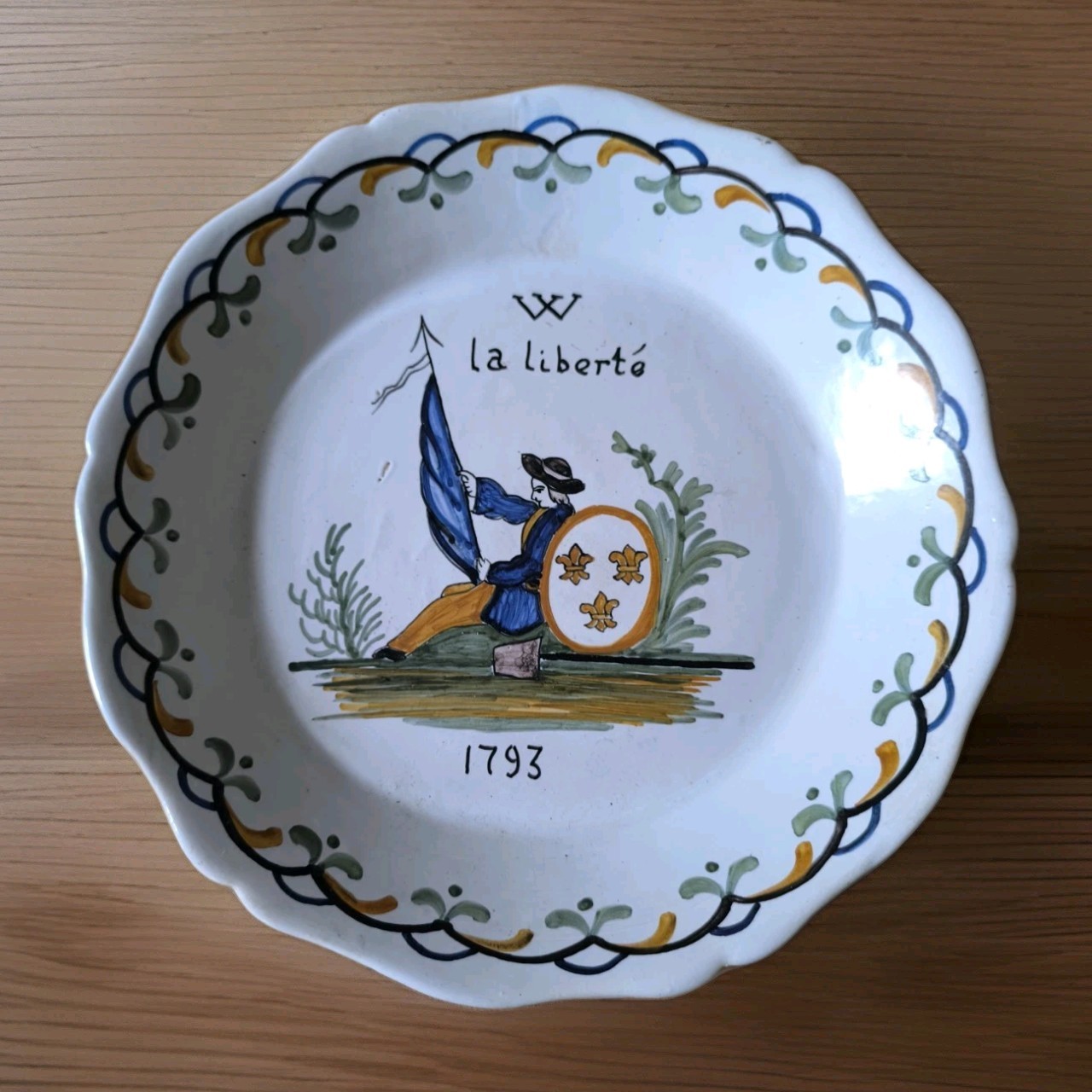 OLD Nevers Plate Signed Revolutionary Theme “Liberty” 1793