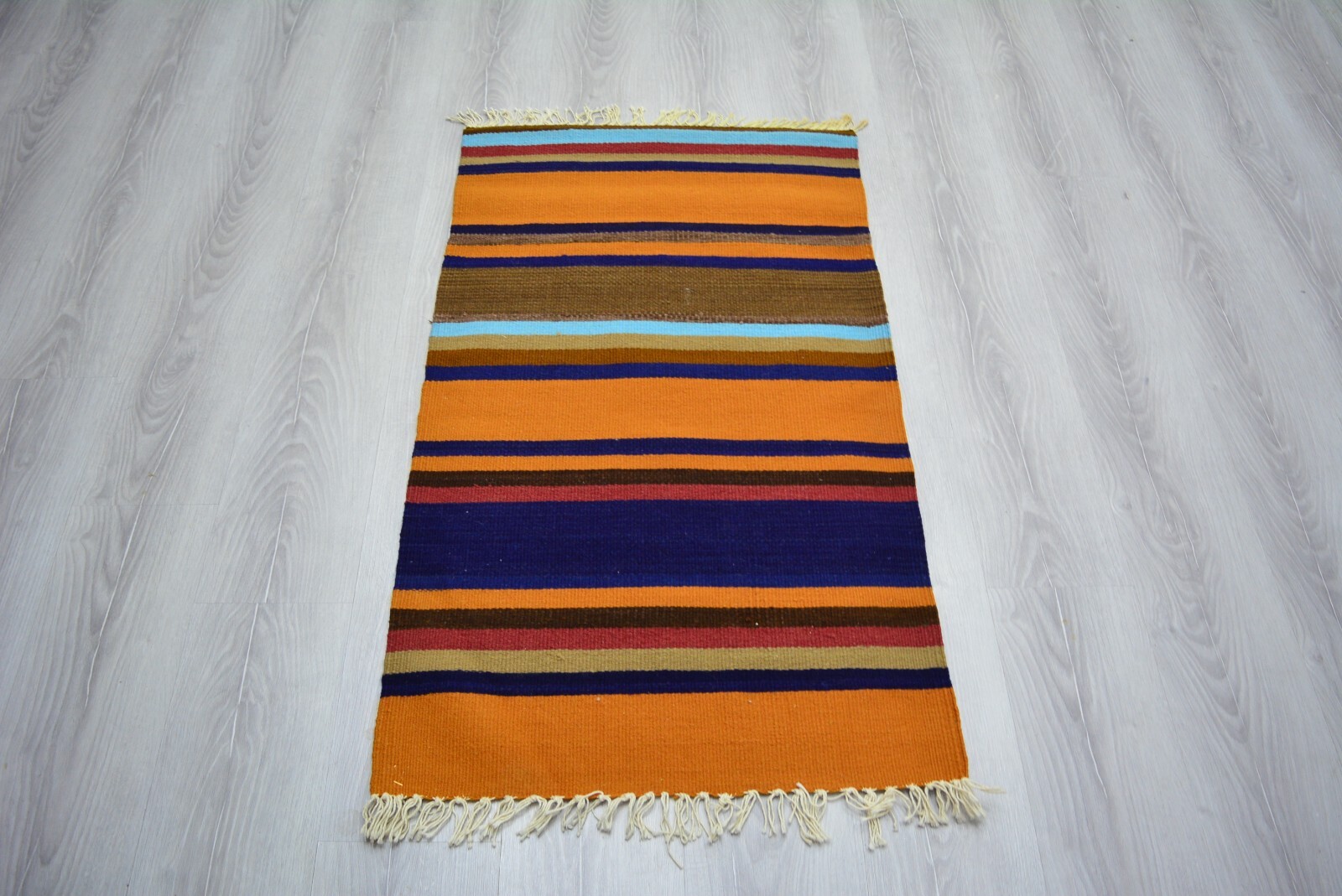 Multicolor Turkish Vintage Kilim, 2.6×4.1ft, Antique Geometric Handmade Rug,