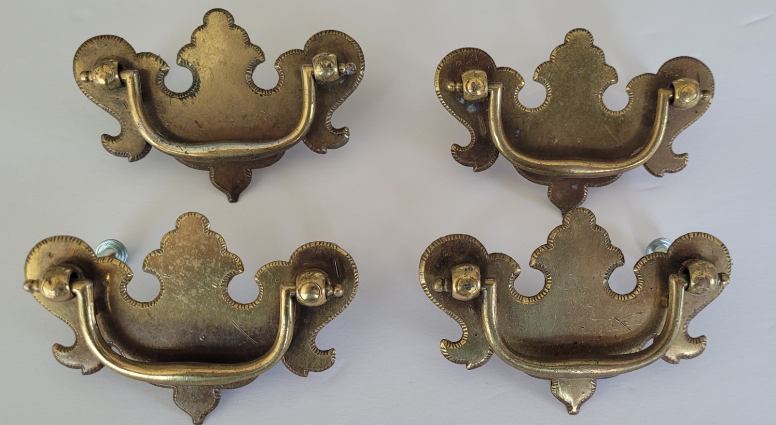 Vintage Brass Chippendale Colonial Antique Hardware Drawer Pulls 2.5″ centers