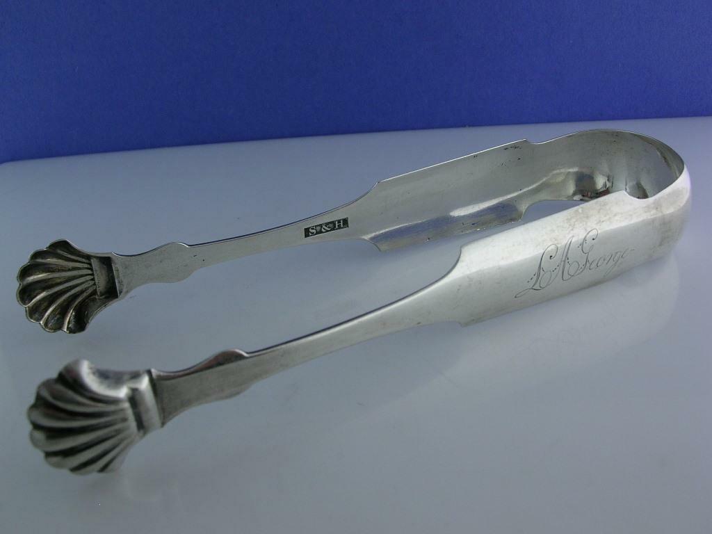 Early Coin Silver Sugar Tongs – SEYMOUR & HOLLISTER Hartford CT c1843-1846