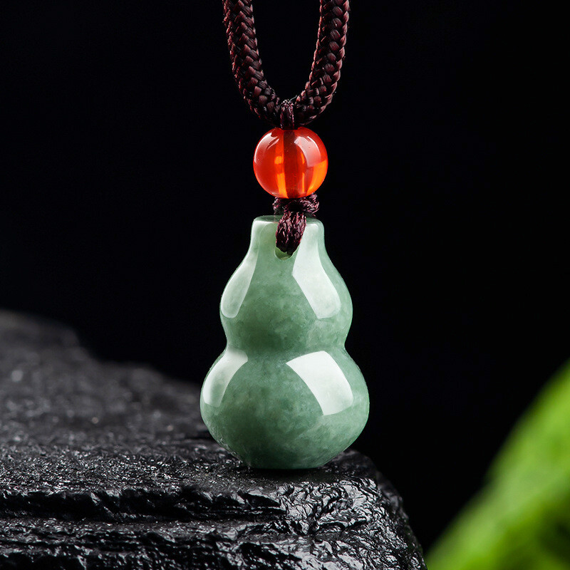 Burmese Jade Gourd Pendant Jewelry Green Emerald Natural Necklace Jadeite