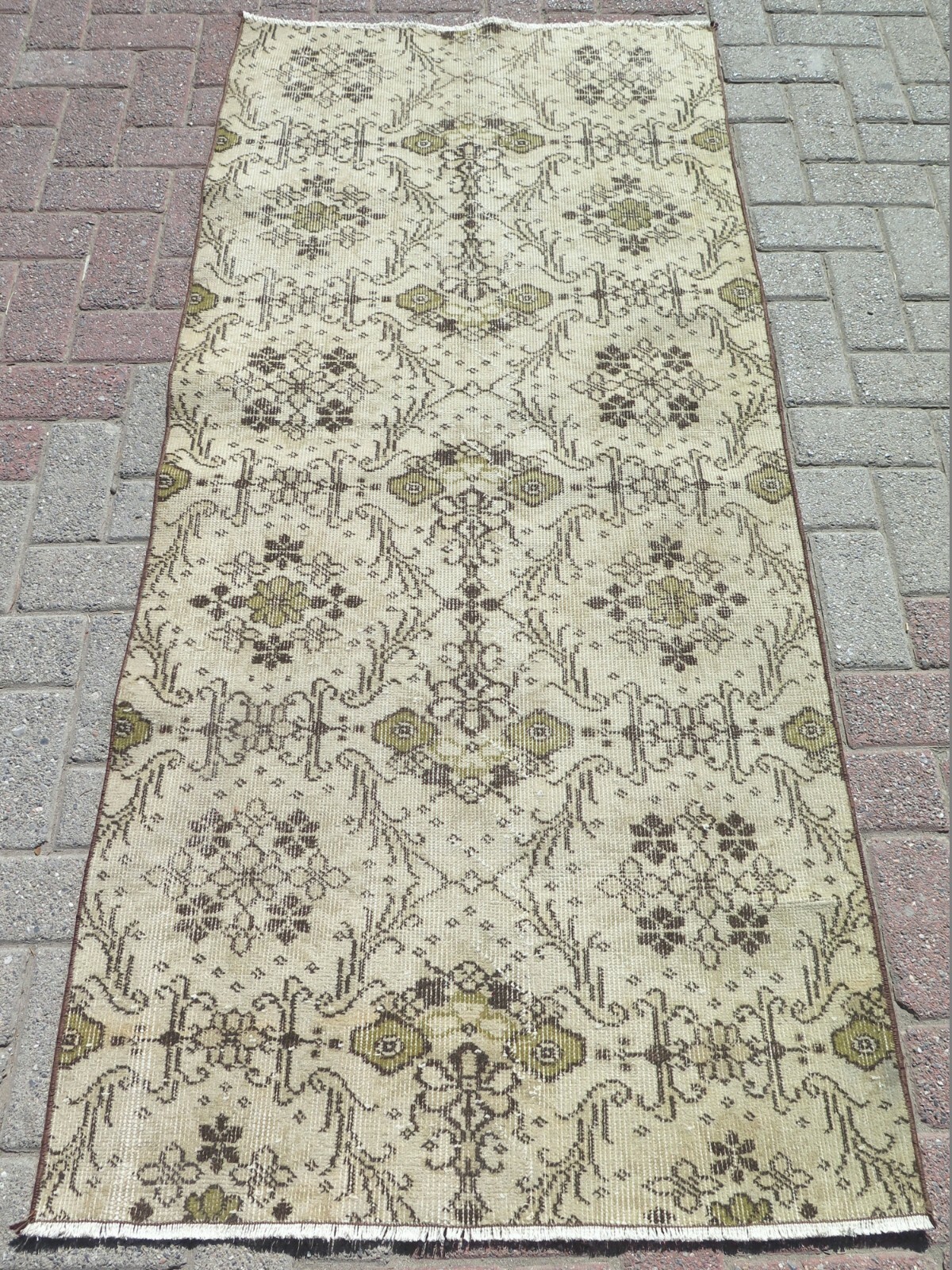 Turkish Carpet, DoorMat, Bedroom Rug Pastel Color Handmade Tapis Teppich 33″x73″