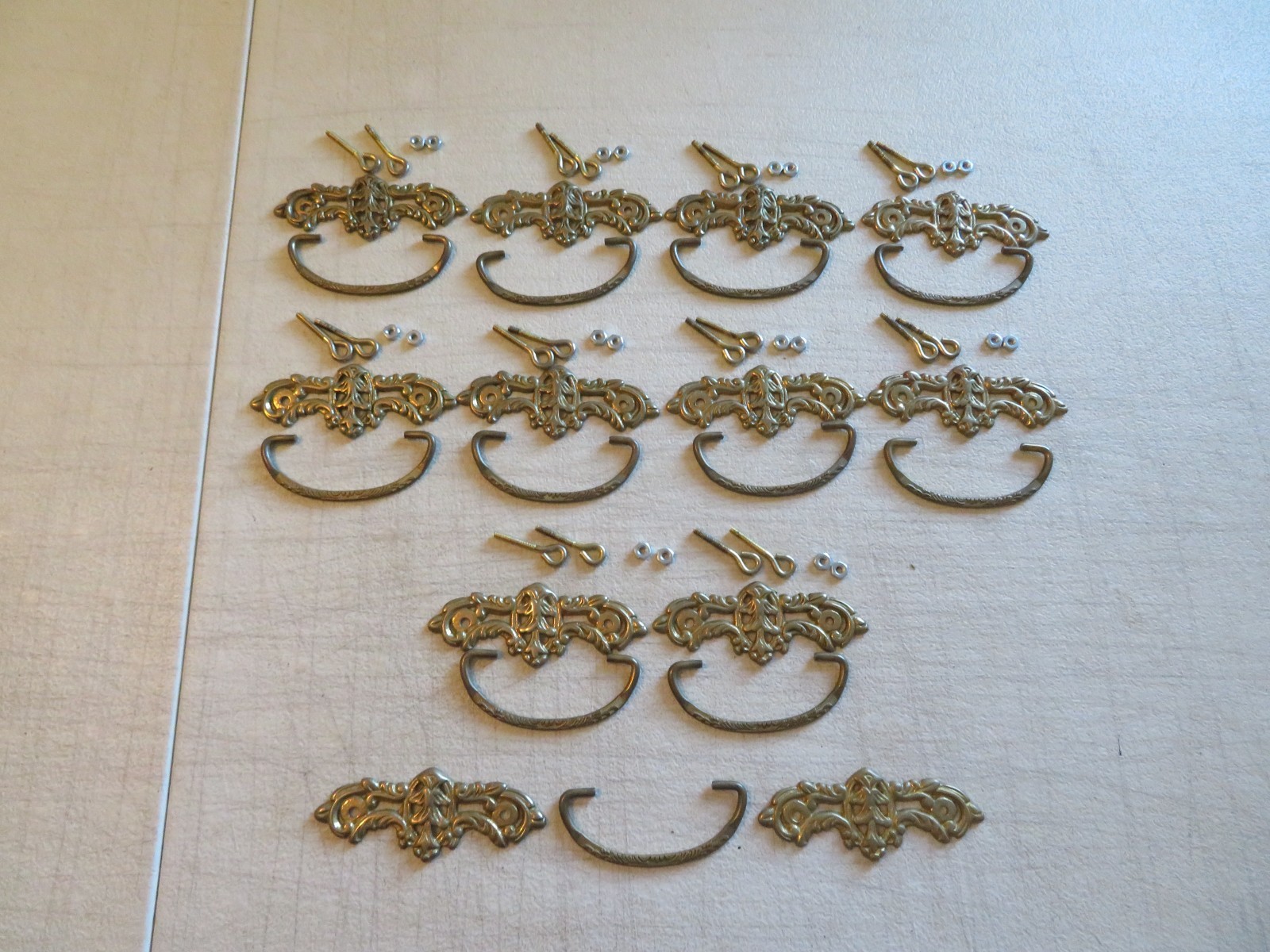 Antique Style Chest of Drawer Pull Handles -10 Complete Sets- Plus Misc. Parts