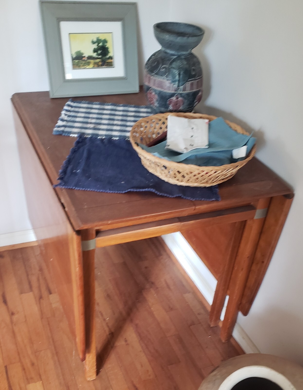 Mid century modern drop Leaf, gate leg, walnut dining Table, extra Long