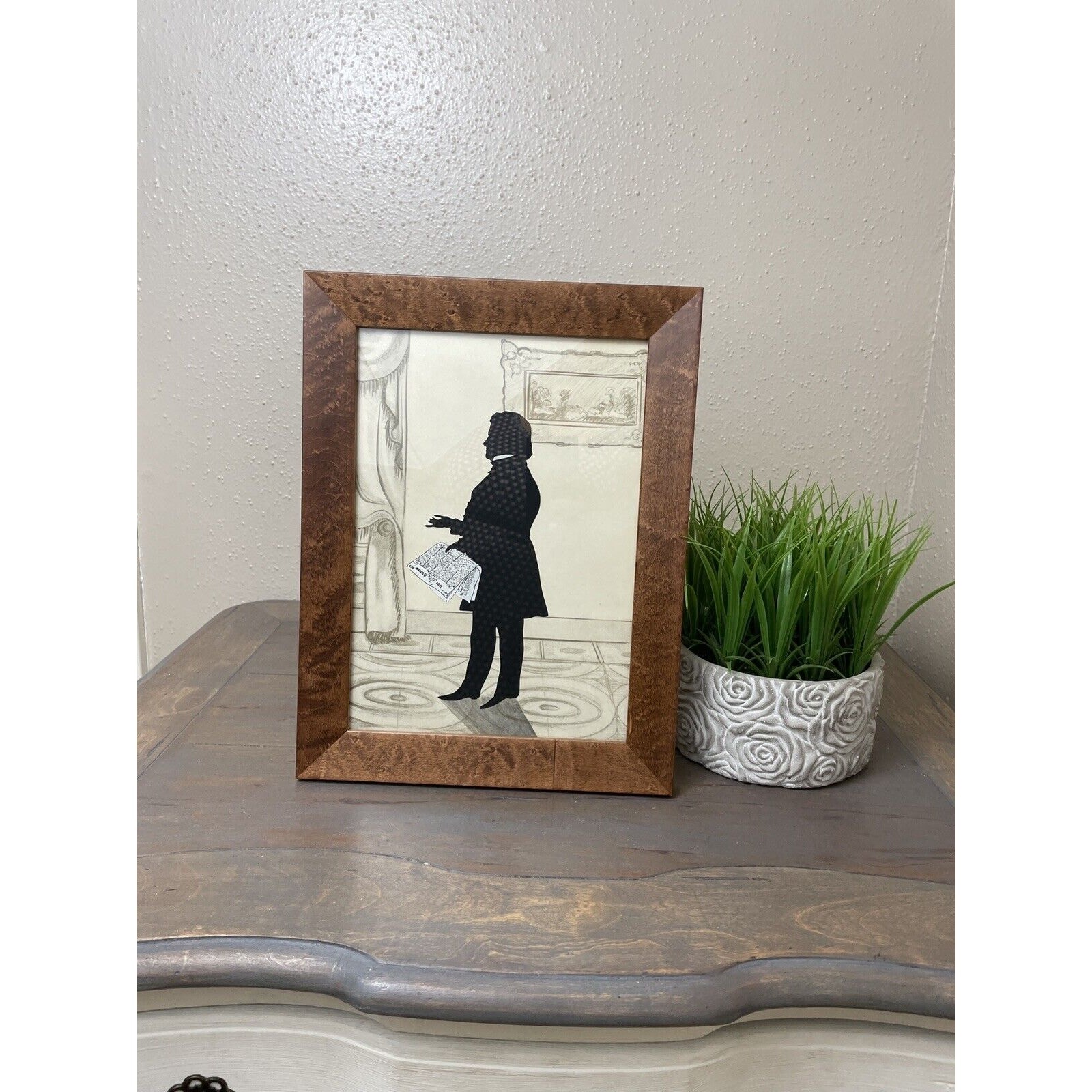 Early American Silhouette Picture E Mischo Reproduction of a Profile by Edouart