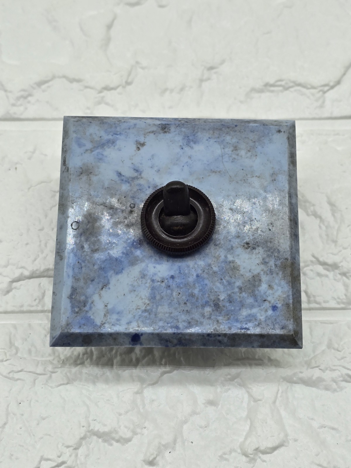 Art Deco Light Switch Plate Toggle 5/8amp Mottled Blue Bakelite Gec 1 Way